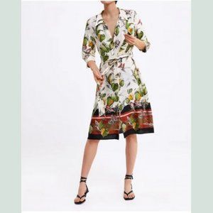 ZARA Tropical Print Duster Shirt Dress Size S